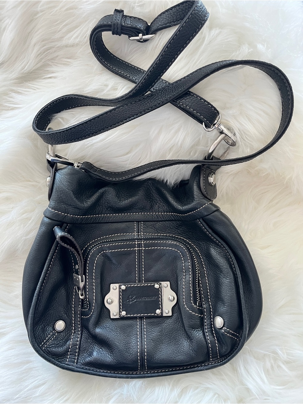b. makowsky Black Buttery Soft Leather Bag Sz 10x9x2